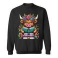 Highland Cow Book Floral Bookworm Sweatshirt Highland Cow Book Floral Bookworm Sweatshirt