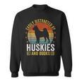 Huskies And Books Husky Mom Husky Dad Retro Vintage Reading Sweatshirt