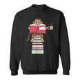 Monkey Reading Books And Drinking Tea Sweatshirt