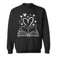 Open Book Hearts Reading Lover Bibliophile Sweatshirt
