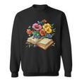 Open Book With Wildflowers Vintage Botanical Reading Sweatshirt