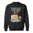 Orange Cat Reading Book 67 Six Seven Meme Sweatshirt
