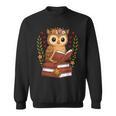Owl Reading Book Graphic Owl With Book Floral Sweatshirt