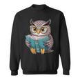 Owl Reading A Book Owls Wearing Glasses Librarian Sweatshirt