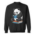 Panda With Glasses Reading Book Librarian Panda Sweatshirt