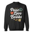 Peace Love Books Cute Retro Reading Graphic Sweatshirt