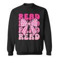 Pink Leopard Read Coquette Bow Girls Retro Groovy Reading Sweatshirt