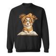 Puppy Open Book Reading Dog Lover Graphic Portrait Round Sweatshirt Puppy Open Book Reading Dog Lover Graphic Portrait Round Sweatshirt