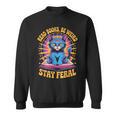 Read Books Be Weird Stay Feral Cat Groovy Sweatshirt