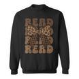 Read Coquette Bow Retro Western Groovy Leopard Reading Sweatshirt