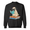 Reading Pug Bookworm Cute Pug With Glasses Books Sweatshirt