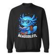 Readsolotl Blue Kawaii Axolotl Book Lover Reading Sweatshirt Readsolotl Blue Kawaii Axolotl Book Lover Reading Sweatshirt