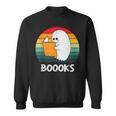 Retro Book Ghost Reading Halloween Teacher Men Women Sweatshirt