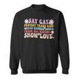 Say Gay Protect Trans Kids Read Banned Books LGBT Groovy Sweatshirt Say Gay Protect Trans Kids Read Banned Books LGBT Groovy Sweatshirt