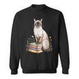 Siamese Cat Meezer Bookworm Flowers Book Reading Books Sweatshirt Siamese Cat Meezer Bookworm Flowers Book Reading Books Sweatshirt