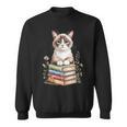 Snowshoe Cat Bookworm Flowers Book Reading Books Sweatshirt