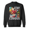 Stay Curious Monkey Reading Book Lover Bookworm Sweatshirt
