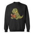 T-Rex Dinosaur Reading Book Nerd Sweatshirt