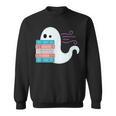 Threadless Grey Sky Chai Trans Book Pride Ghost Graphic Sweatshirt Threadless Grey Sky Chai Trans Book Pride Ghost Graphic Sweatshirt