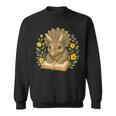 Triceratops Dinosaur Reading Book Flowers Floral Sweatshirt