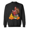 Turkey Reading Books Fall Thanksgiving Teacher Book Sweatshirt