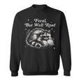 Vintage Feral But Well Read Raccoon Reading Book Lover Sweatshirt