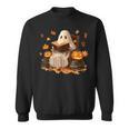 Vintage Ghost Reading Book Pumpkin Halloween Books Lover Sweatshirt