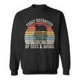 Vintage Retro Easily Distracted By Cats And Books Cat Sweatshirt