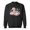 Watercolor Lizzard Reading Book Cute Kids Sweatshirt Watercolor Lizzard Reading Book Cute Kids Sweatshirt