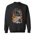 Witchy Creepy Goth Cat Skull Flames Occult Magic Books Sweatshirt Witchy Creepy Goth Cat Skull Flames Occult Magic Books Sweatshirt