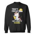 Women's 100 Chance Of Reading Book Lover Unicorn Sweatshirt