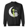 Women's Alien And Astronaut Reading On Moon Kids Sci Fi Book Sweatshirt