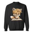 Women's Cute Fox Reading Book Lover Animal Graphic Baby Portrait Sweatshirt