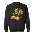 Women's Dragon Bookworm Reading Book Graphic Sweatshirt
