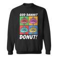 Women's Dungeon Crawler Carl God Damnit Donut Cat Pop Art Book Sweatshirt