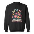 Women's Open Book Flowers Butterflies Blooming Saying Sweatshirt