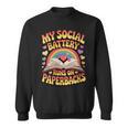 Women's My Social Battery Runs On Paperbacks Groovy Book Lover Sweatshirt