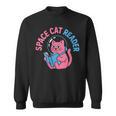 Women's Space CAT Reader Pink Helmet Blue Book Nerd Galaxy Kitty Sweatshirt