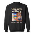 Women's Unearth A Story Reading Mammoth Prehistoric Book Librarian Sweatshirt