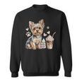 Women's Yorkie Dog Moms Iced Coffee And Books Yorkshire Terrier Sweatshirt