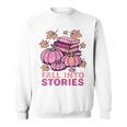 Bookcore Coquette Pinkoween Fall Into Stories Books Premium Tri-Blend Sweatshirt