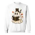 Books Ghost Reading Book Halloween Library Cat Fall Sweatshirt Books Ghost Reading Book Halloween Library Cat Fall Sweatshirt
