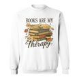 Books Are My Therapy Vintage Book Lover Daisy Art Sweatshirt