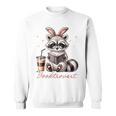 Booktrovert Raccoon Reading Book Iced Coffee Lover Sweatshirt