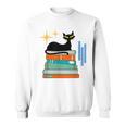 Cat And Books Retro Midcentury Mid Century Aesthetic Sweatshirt