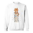 Cat Sits On Books Reading Reading Book Lover Sweatshirt
