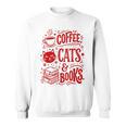 Coffee Cats And Books Lover Reading Sweatshirt