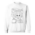 Coloring Book Style Blank Shirt Halloween Boo Kitty Cat Men Women Kids Sweatshirt
