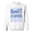 Coquette Book Lover Preppy Blue Stripes Bookworm Reading Sweatshirt
