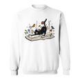 Cute Cat Flower Garden Book Kitty Reading Floral Sweatshirt